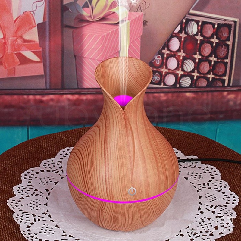 Wood Grain Essential Humidifier Aroma Oil Diffuser Ultrasonic Wood Air Humidifier USB Mini LED Lights Mist Maker For Home Office Tool
