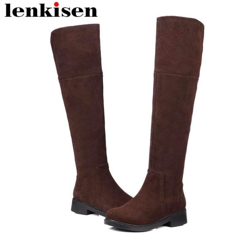 Lenkisen hot sale new fashion vintage natural leather round toe low square heels zipper woman winter over-the-knee boots L15, Black
Lenkisen hot sale new fashion vintage natural leather round toe low square heels zipper woman winter over-the-knee boots L15, Black