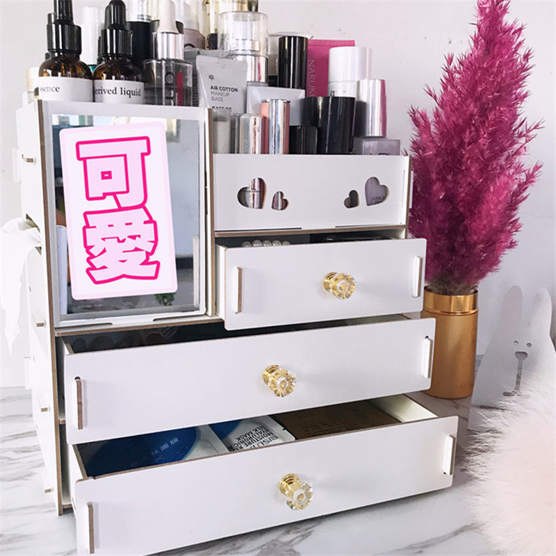 Urijk DIY Wooden Storage Box Makeup Organizer Jewelry Container Wood Drawer Organizer Handmade Cosmetic Storage Box