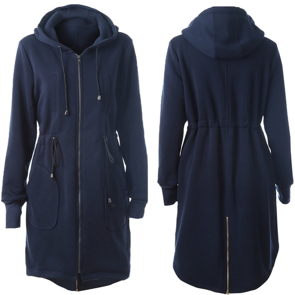 Plain Hooded Sweatshirt Dress Long Zip Up Hoodie 3xl Poleron Mujer 2020 Tunic Long Sleeve Back Zip Longline Hoodie Solid Women MX200812
