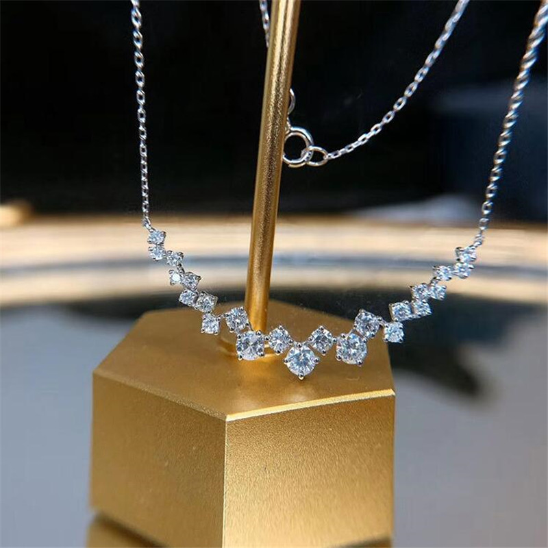 Choucong Victoria New Arrival Jewelry Sterling Sier Round Cut White CZ Dia Gemstones Promise Clavicle Pendant Necklace Gift