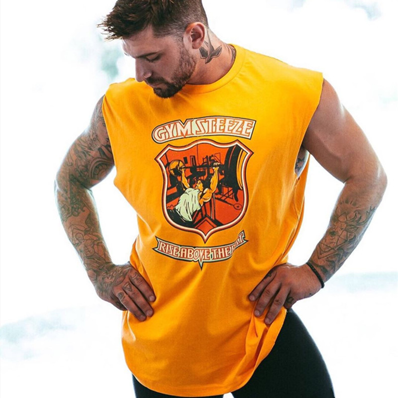 2020 Men Gym Sleeveless Tank Top Vest Fitness Bodybuilding Workout Stringer Male Summer Cotton Casual Singlet Tank Tops Clothing MX200815