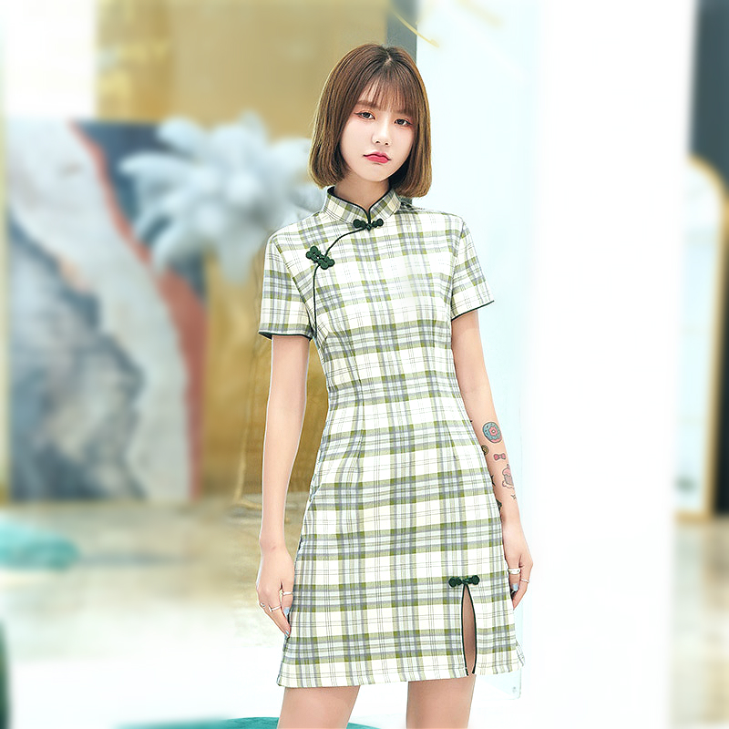 Sheng Coco Grid Stretch Modern Mini Cheongsam Female Short Sexy Chipao Chinese Oriental Dress Stage Mini Qipao
Sheng Coco Grid Stretch Modern Mini Cheongsam Female Short Sexy Chipao Chinese Oriental Dress Stage Mini Qipao