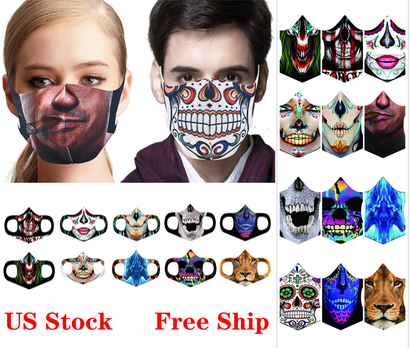 Halloween Face Mask Ice Silk 3D Printing Skull Scary Mask Reusable Washable Anti Dust Mouth Masks for Party Masquerad Masks FY9180
Halloween Face Mask Ice Silk 3D Printing Skull Scary Mask Reusable Washable Anti Dust Mouth Masks for Party Masquerad Masks FY9180