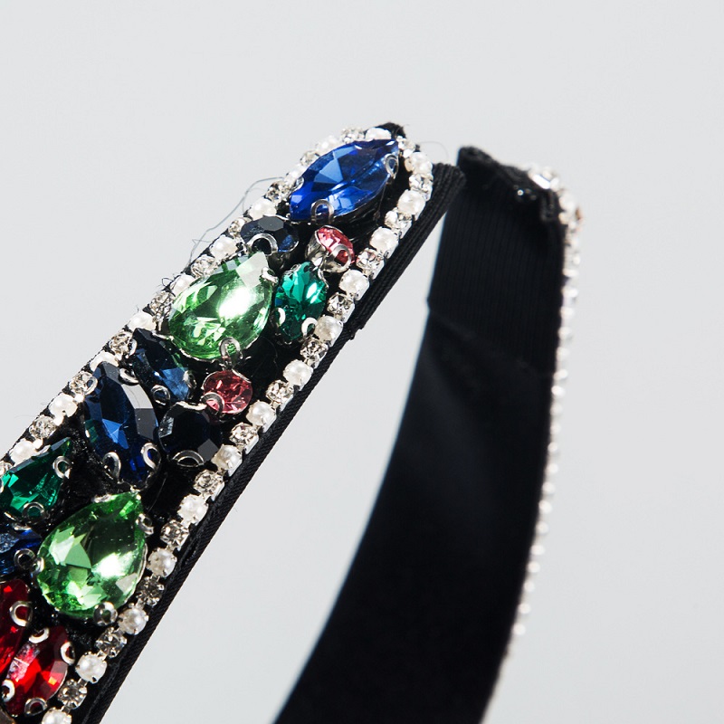 Ins Popular Rhinestone Headbands Baroque Hairband Crystal Wide Headband Fashion Temperament Headwear Wedding Hair Jewelry for Wome