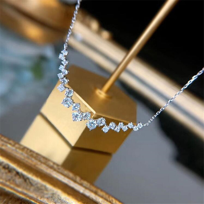 Choucong Victoria New Arrival Jewelry Sterling Sier Round Cut White CZ Dia Gemstones Promise Clavicle Pendant Necklace Gift