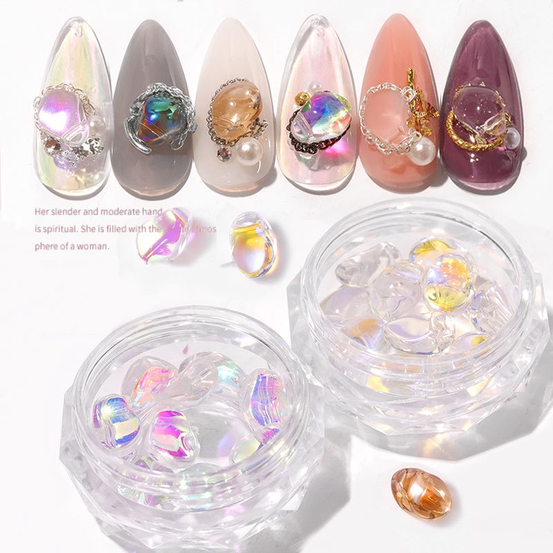 

1 Box Crystal AB 3D Nail Rhinestones DIY Tips Irregular Aurora Stone Acrylic Shiny Gems Nail Art Decorations Manicure Studs