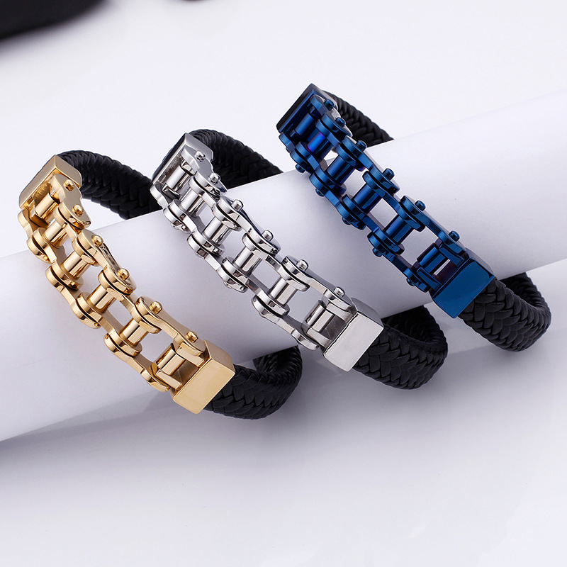 Biker Bicycle Motorcycle Chain Bracelet Bangle Genuine Leather Braided Titanium Steel Bike Bracelet Men Jewelry Trendy Bracelets
Biker Bicycle Motorcycle Chain Bracelet Bangle Genuine Leather Braided Titanium Steel Bike Bracelet Men Jewelry Trendy Bracelets