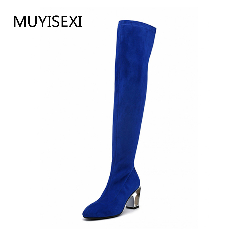Over the Knee Boots Women Elastic Thigh High Boots 7 cm Metal High Heel Sexy Knee Black Blue HL79 MUYISEXI
Over the Knee Boots Women Elastic Thigh High Boots 7 cm Metal High Heel Sexy Knee Black Blue HL79 MUYISEXI