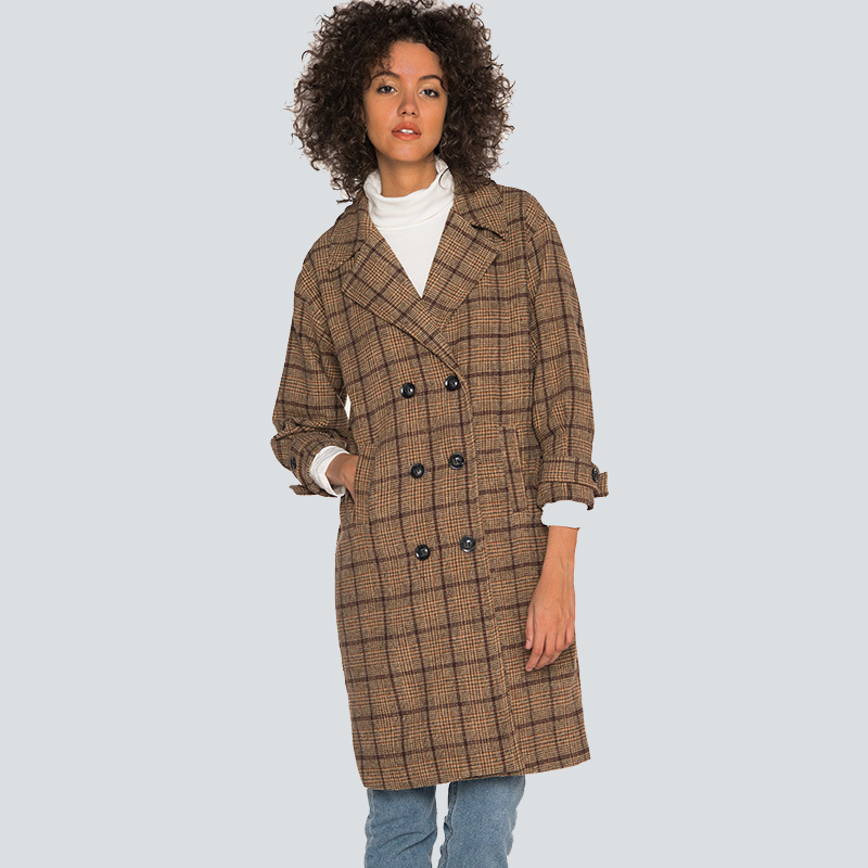 2020 Autumn Winter Coat Women Long Wool Coats Plaid Long Sleeve Jacket Fashion Vintage Lapel Double Breasted Trench Coat
2020 Autumn Winter Coat Women Long Wool Coats Plaid Long Sleeve Jacket Fashion Vintage Lapel Double Breasted Trench Coat