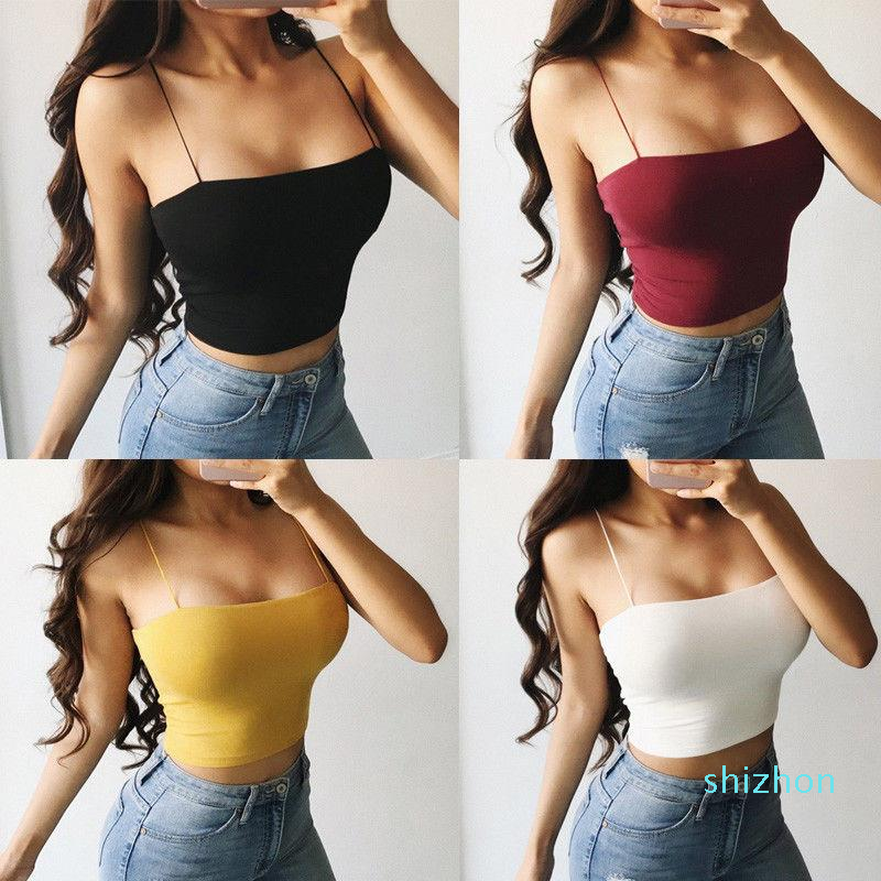 Hot Sale Fashion Womens Summer Camis Tanks Tops Sleeveless Cotton Bustier Unpadded Bandeau Bra Vest Crop Top Seamless Bralette Tees