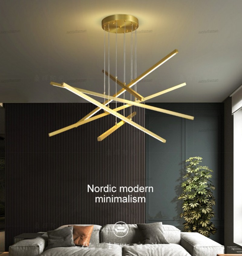 Nordic modern minimalist living room chandelier light led dinning room lamp creative design bedroom line suspension pendant lamp