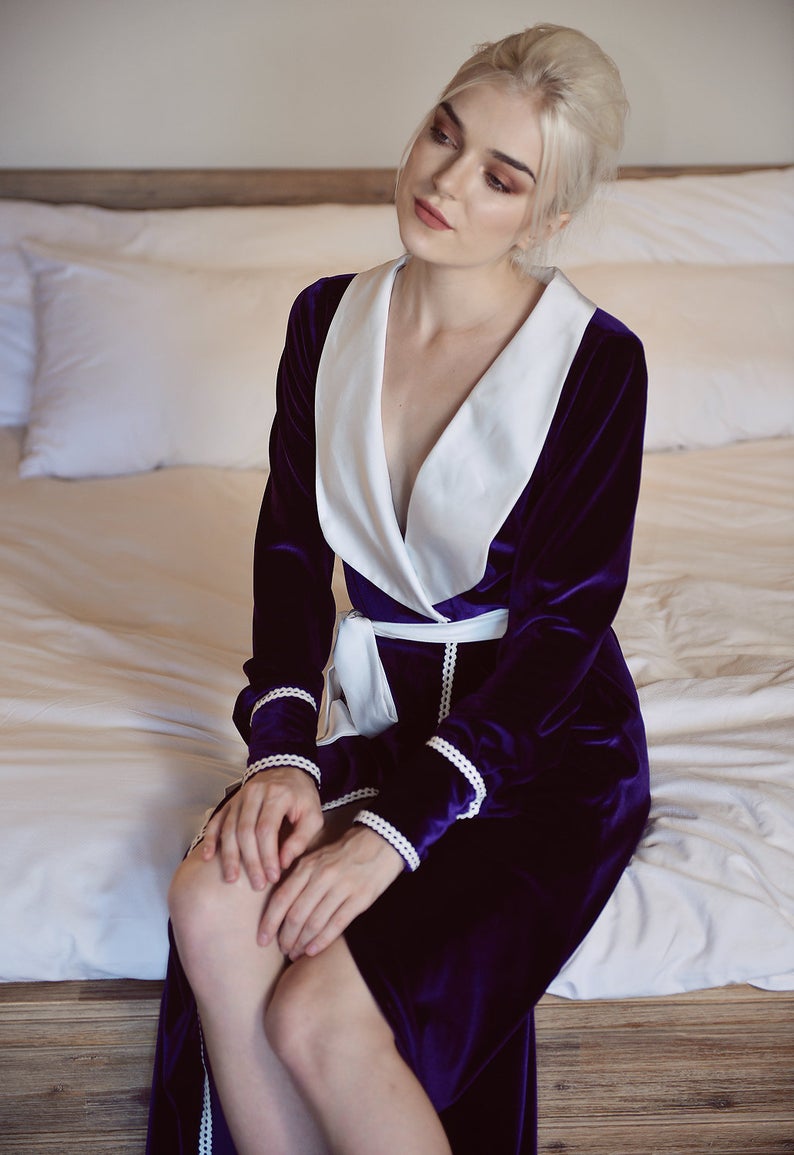 fall winter velvet bridal bathrobe long sleeve ladies night gowns ankle length women sleep wear wedding robe