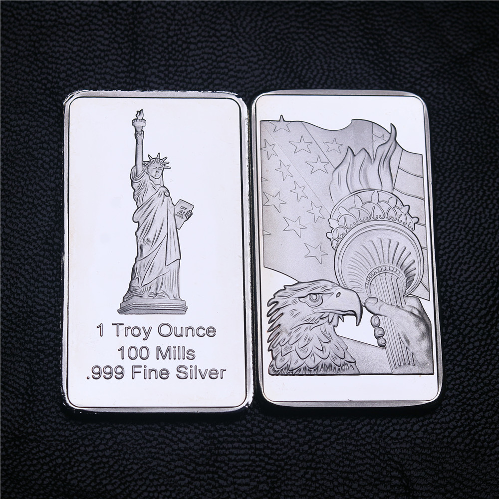 Free shipping 5pcs/lot 1 Troy Ounce 100 Mills Silver Bar Silver Bullion Silver Plated Brass Core Bar
Free shipping 5pcs/lot 1 Troy Ounce 100 Mills Silver Bar Silver Bullion Silver Plated Brass Core Bar