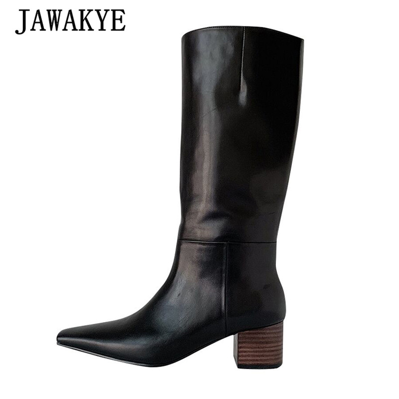 Women's Leather Knee High Boots Black Chunky Heels Booties Western Square Toe Women Winter Shoes Fetish High Heels
Women's Leather Knee High Boots Black Chunky Heels Booties Western Square Toe Women Winter Shoes Fetish High Heels