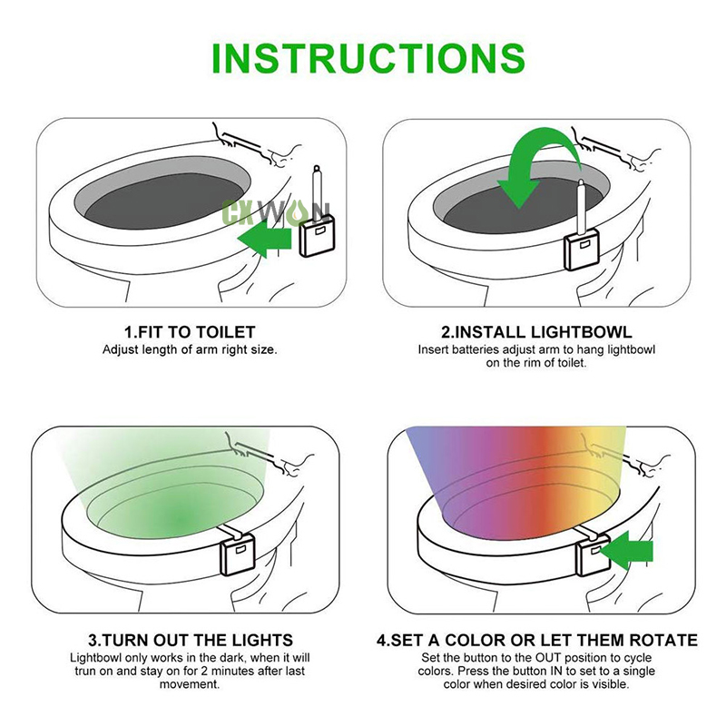 Toilet Night Lights Motion Sensor 8color 16 color Changing LED Bowl Nightlight Waterproof Close Stool Night LED Luminaria WC Lamp