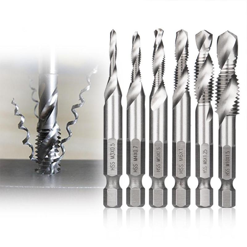6Pcs M3-M10 1/4in Hot Composite Tap Thread Spiral Screw Hex HSS Screw Drill Bit(Silver
6Pcs M3-M10 1/4in Hot Composite Tap Thread Spiral Screw Hex HSS Screw Drill Bit(Silver