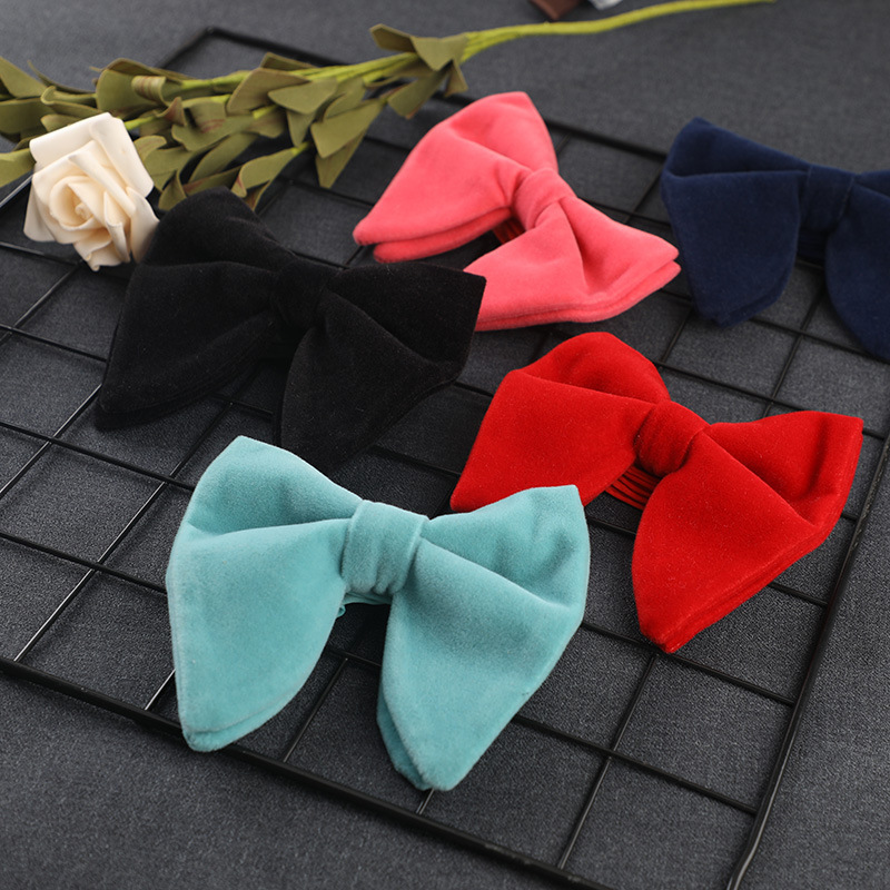 Bow Tie Gold Velvet Bow Tie Men and Women Bow Tie Plush Velvet Large Sharp Angle Trendy cravat