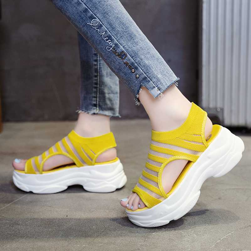 Striped Knitted Sandals Women Platform Sandal Slip-on Hollow Out Breathable Summer Casual Shoes Woman Sandalia Feminina Yellow, Black
Striped Knitted Sandals Women Platform Sandal Slip-on Hollow Out Breathable Summer Casual Shoes Woman Sandalia Feminina Yellow, Black