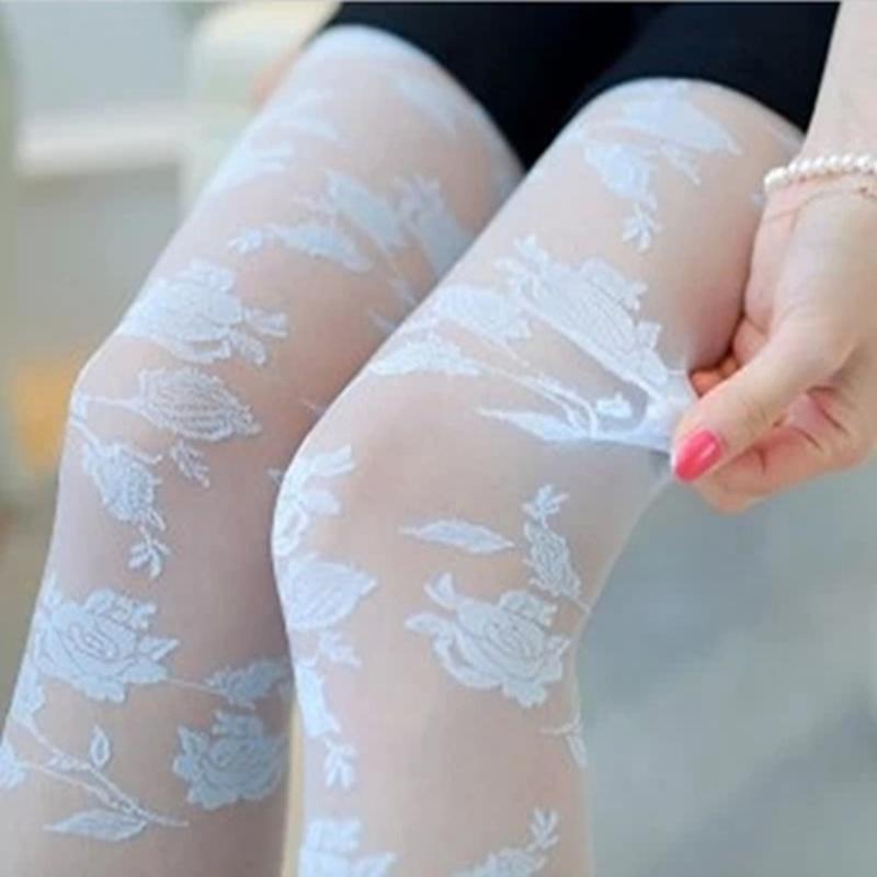 Socks & Hosiery Sexy Rose Tights Women Collant Femme Thin Sheer Pantyhose Hollow Out Tattoo Medias Fantaisie