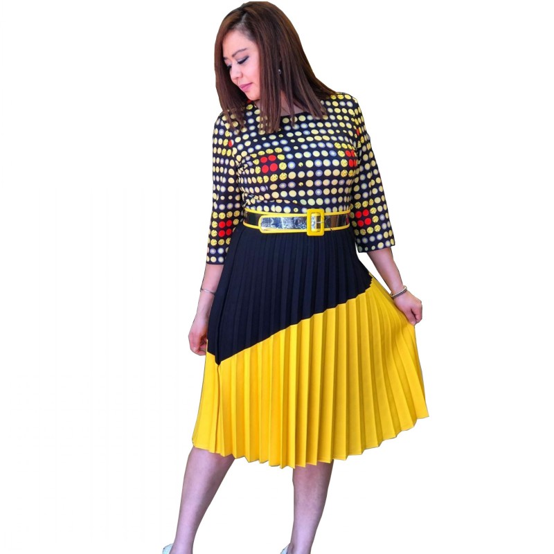African Dresses Women Spring Autumn Plus Size Vintage Print Colorful Dot Pleating Dress Elegant Office Party Midi Dress Vestidos, Red 
African Dresses Women Spring Autumn Plus Size Vintage Print Colorful Dot Pleating Dress Elegant Office Party Midi Dress Vestidos, Red