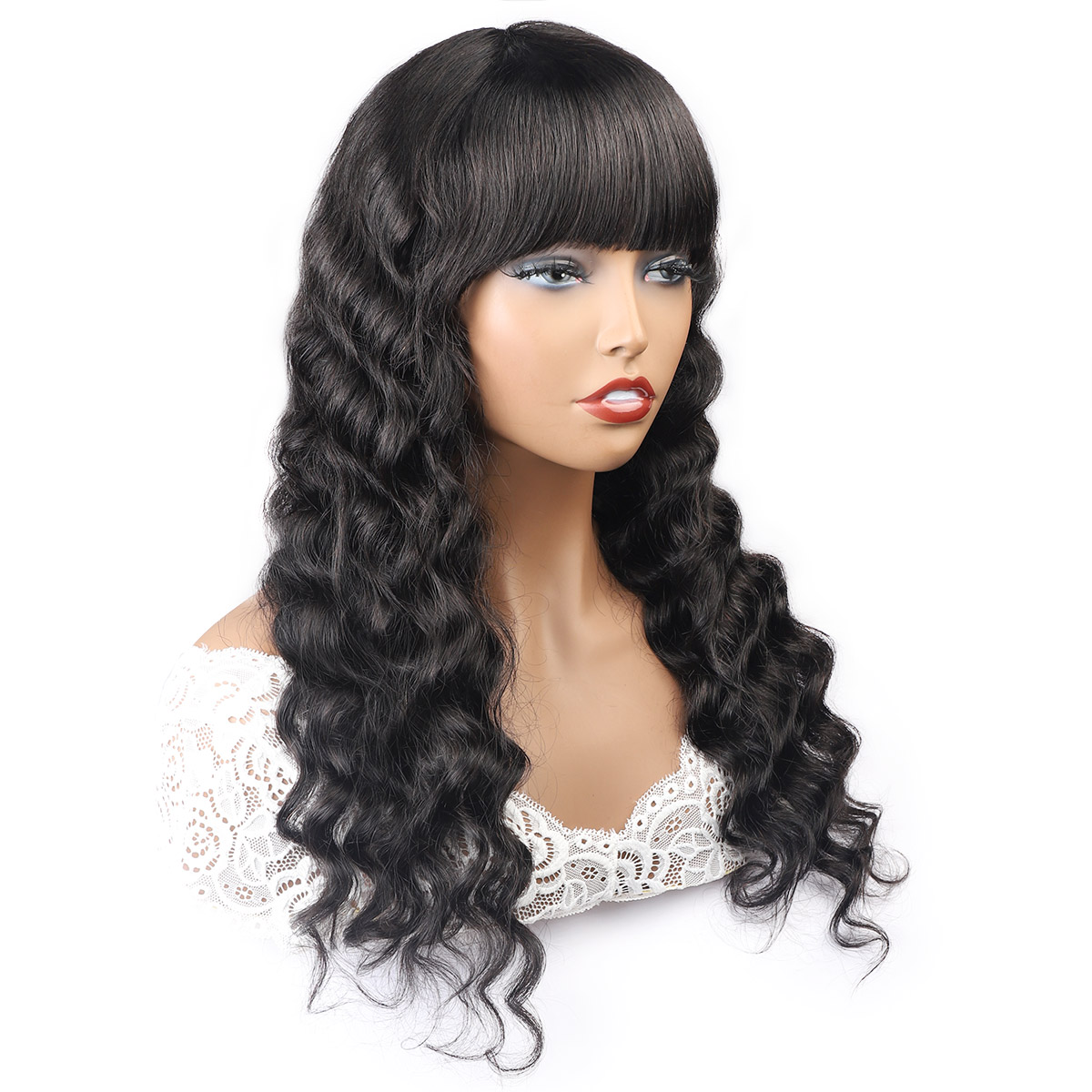 ishow brazilian remy human hair bang wigs pre plucked natural black straight wave full machine made lace front wigs body wave 150