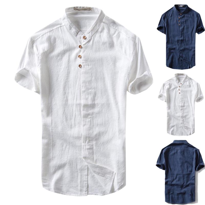 2020 Summer Men' Causal Shirt Short Sleeve Top Button Linen Solid Color Loose Blouse -2XL hawaiian shirt camisa masculina, White
2020 Summer Men' Causal Shirt Short Sleeve Top Button Linen Solid Color Loose Blouse -2XL hawaiian shirt camisa masculina, White