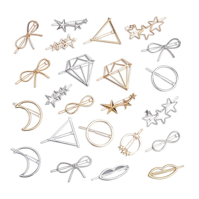 2Pcs Fashion Hollow Geometric Hair Clip for Women Elegant Triangular Moon Star Circle Metal Barrette Hairpin Head Accessorie
2Pcs Fashion Hollow Geometric Hair Clip for Women Elegant Triangular Moon Star Circle Metal Barrette Hairpin Head Accessorie