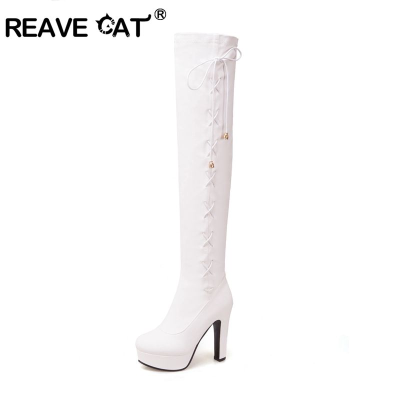 REAVE CAT New Super Big Size 34-48 winter long Boots fashion shoes Women's over the knee Boots thin High heels Botas Mujer A1128, Black
REAVE CAT New Super Big Size 34-48 winter long Boots fashion shoes Women's over the knee Boots thin High heels Botas Mujer A1128, Black