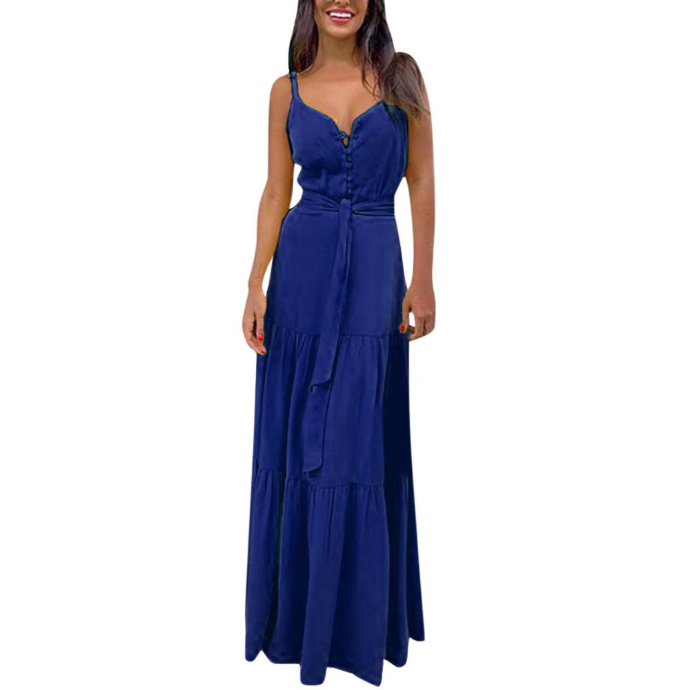 Women Summer Fashion Dress Boho Style Sleeveless Strappy Female Girls Dresses V-neck Bandage Party Beach Dress Feminine les robe