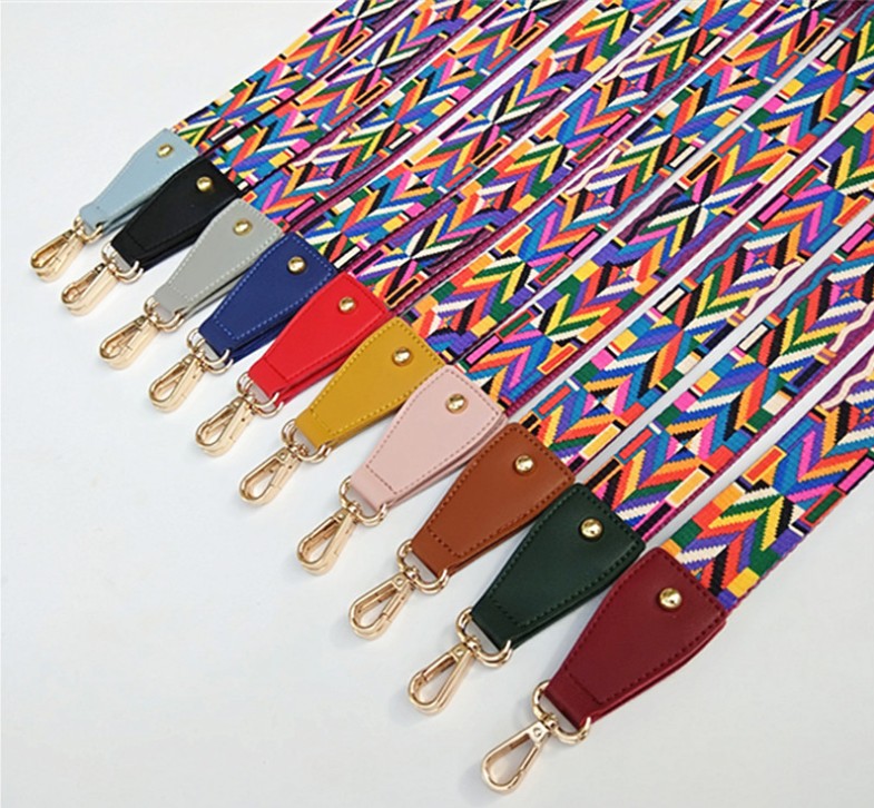 Colorful Bag Strap for Women Crossbody Nylon DIY Adjustable Belt Shoulder Accessories Women Wide Straps For Bags Black White Printing