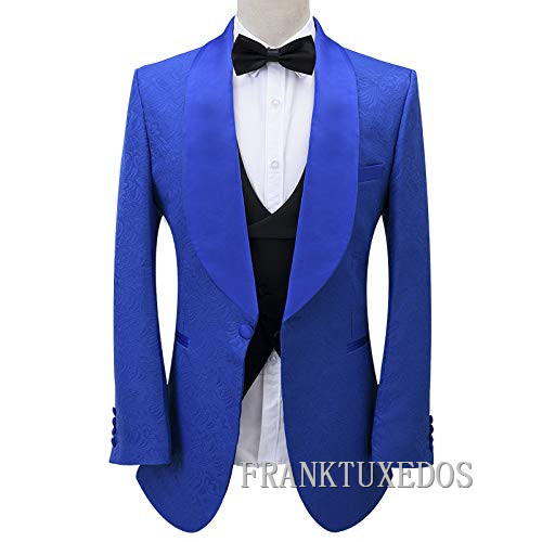 3 Piece Royal Blue Velvet Shawl Lapel Groom Tuxedos Groomsmen Red/White/Black Jacquard Tuxedo Best Man Suit Men's Blazer, As picture
3 Piece Royal Blue Velvet Shawl Lapel Groom Tuxedos Groomsmen Red/White/Black Jacquard Tuxedo Best Man Suit Men's Blazer, As picture