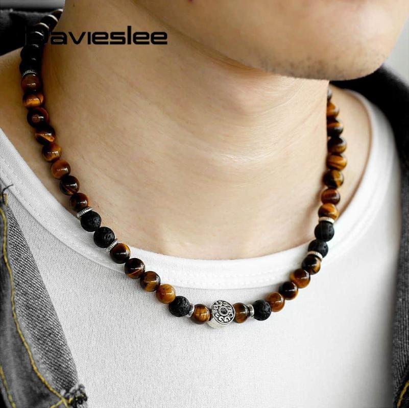 Natural Tiger Eye Necklace for Men Women Stone Lava Bead Choker Beaded Charm Stainless Steel 18inch Necklace Link LDNM22
Natural Tiger Eye Necklace for Men Women Stone Lava Bead Choker Beaded Charm Stainless Steel 18inch Necklace Link LDNM22