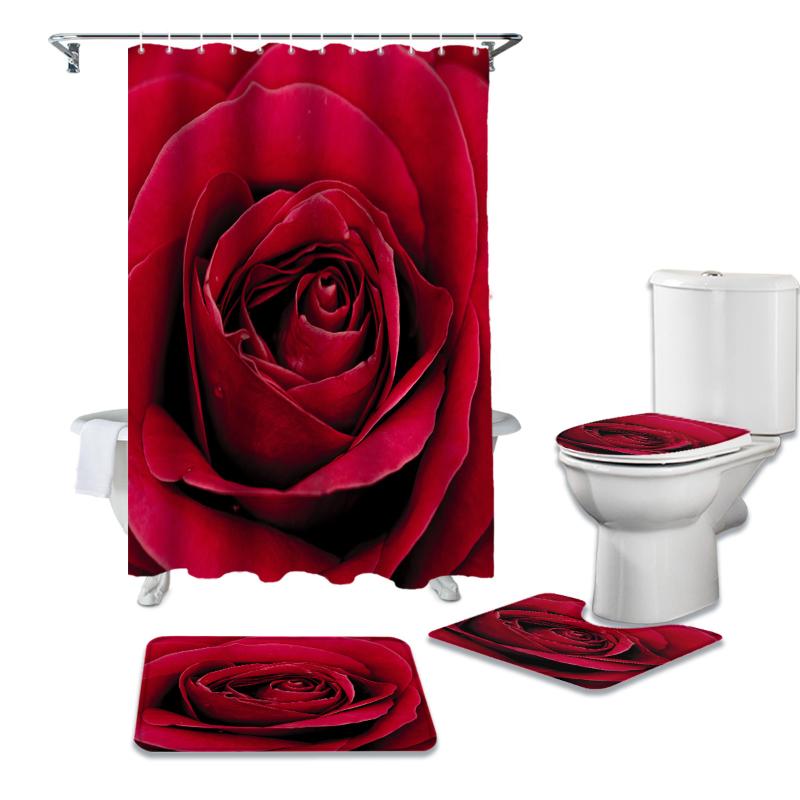 Rose Close-Up Love Plant Red Flower Shower Curtain Sets Non-Slip Rugs Toilet Lid Cover and Bath Mat Bathroom Curtains Set
Rose Close-Up Love Plant Red Flower Shower Curtain Sets Non-Slip Rugs Toilet Lid Cover and Bath Mat Bathroom Curtains Set