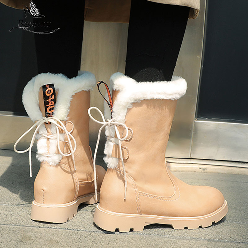 Sgesvier winter New Fashion Women Ankle boots Thick Fur Snow Boots Black Warm Wool Women Lace Up Ankle Platform shoes
Sgesvier winter New Fashion Women Ankle boots Thick Fur Snow Boots Black Warm Wool Women Lace Up Ankle Platform shoes