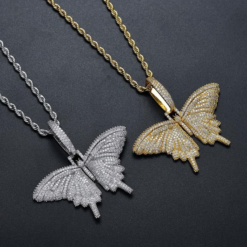 Iced Out Animal butterfly Bling Cubic Zircon Pendant Necklace With Cuban Chain Gold Silver Men Women Hip hop Rock Jewelry
Iced Out Animal butterfly Bling Cubic Zircon Pendant Necklace With Cuban Chain Gold Silver Men Women Hip hop Rock Jewelry