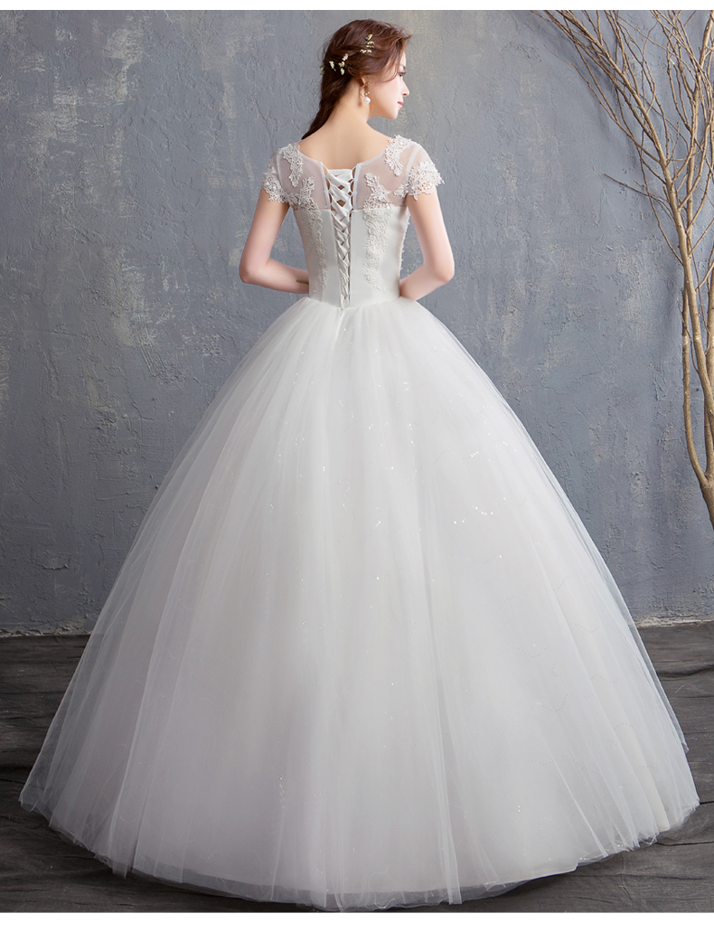 Custom Made pearl Wedding Dress 2020 New Arrival Appliques Embroidery Lace Short Sleeve bead Princess Gown Vestidos De Novia