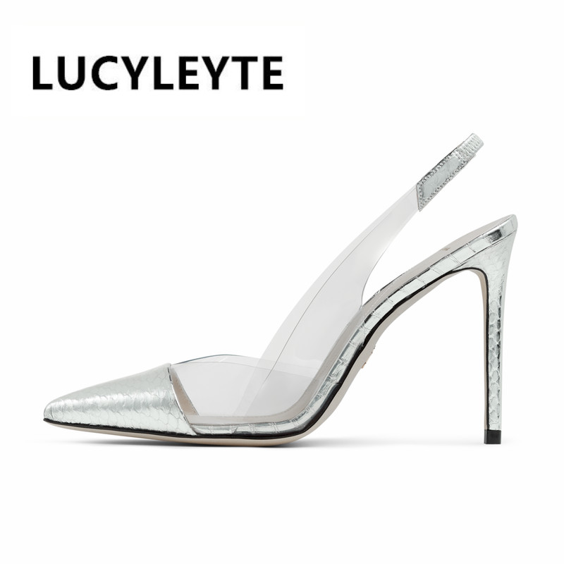 The new back strap metal material women's sandals sexy European and American TPU large size fashion pointed sandals, Silver
The new back strap metal material women's sandals sexy European and American TPU large size fashion pointed sandals, Silver