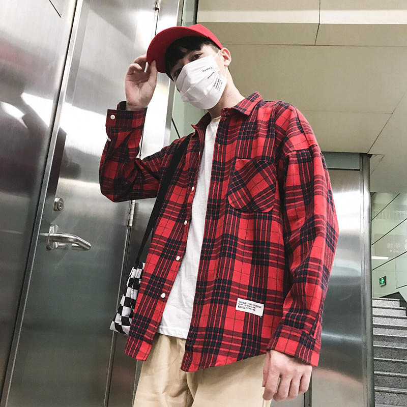 Checkers Super Fire Shirt BF Men's Loose Uzzang Korean Edition Fashion Shirt Hong Kong Wind Chic Clothes, Black
Checkers Super Fire Shirt BF Men's Loose Uzzang Korean Edition Fashion Shirt Hong Kong Wind Chic Clothes, Black