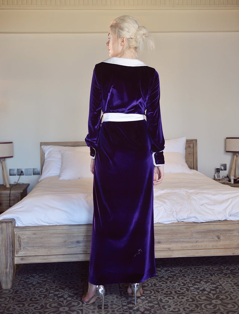 fall winter velvet bridal bathrobe long sleeve ladies night gowns ankle length women sleep wear wedding robe
