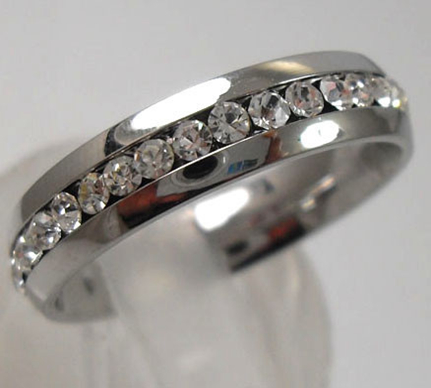 30Pcs Golden Silver Zircon Comfortable stainless steel rings wholesale lot
