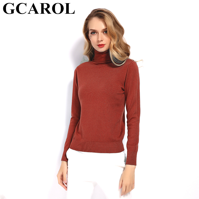 GCAROL New Women 30% Wool Turtleneck Sweater Fall Winter Jumper Render Knit Basic Pullover Solid Color OL Lady Knitted Tops Y200819
