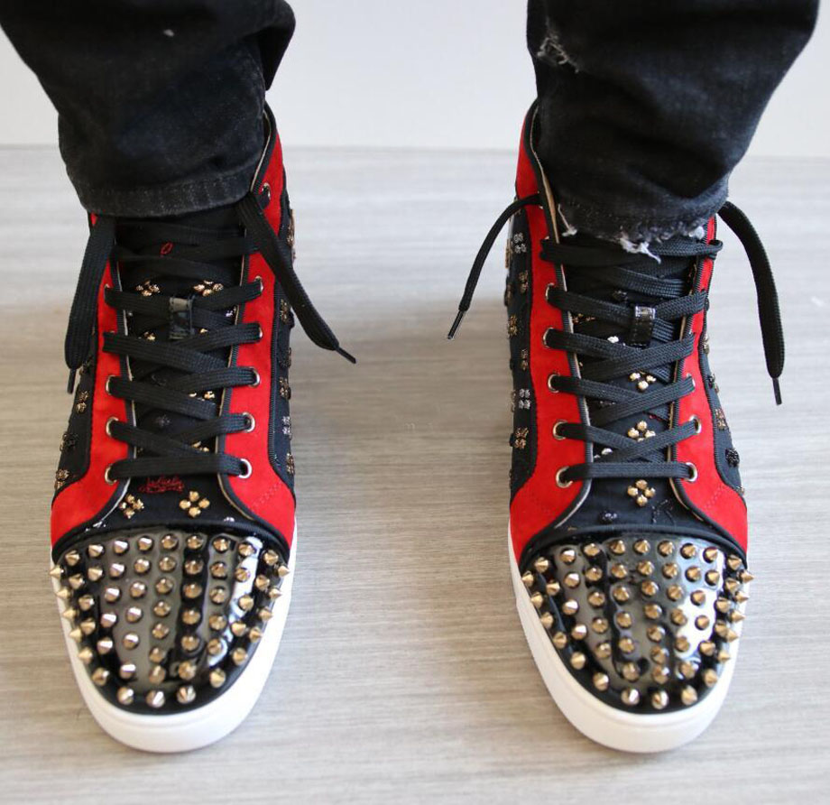 Embroidery High Top Men Red Bottom Sneakers Spikes Outdoor Party Dress Casual Autumn Winter Man Red Sole Shoes EU35-47, Black
Embroidery High Top Men Red Bottom Sneakers Spikes Outdoor Party Dress Casual Autumn Winter Man Red Sole Shoes EU35-47, Black