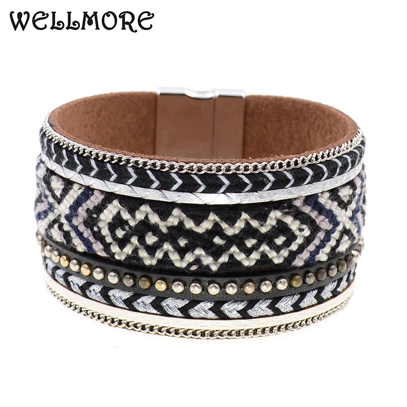 WELLMORE black bracelet Bohemia handmade cotton bracelet leather bracelets wrap bracelets for women jewelry wholesale
WELLMORE black bracelet Bohemia handmade cotton bracelet leather bracelets wrap bracelets for women jewelry wholesale