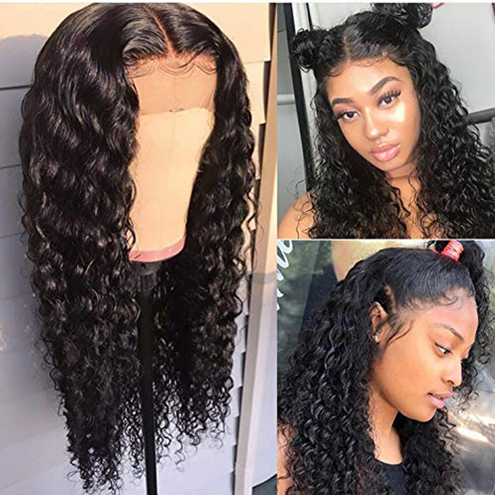 13X4 Lace Closure simulation Human Hair Wig Water Wave synthetc lace front wig for Women Pre Plucked Density 150% wet and wavy Wig