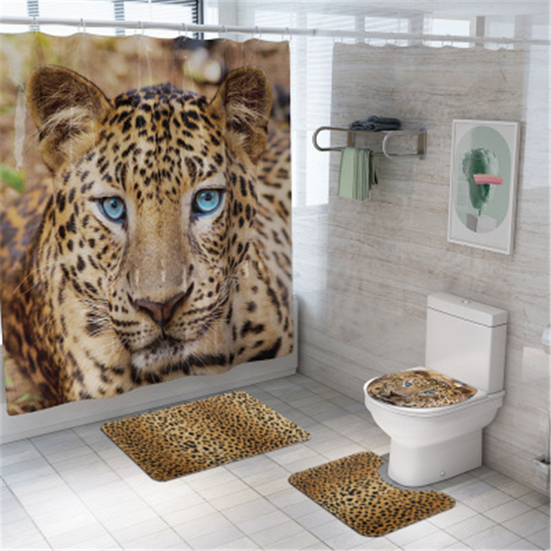 4Pcs/set Bathroom Mat Set Non-slip Digita Print Leopard Bath Mat Coral Fleece Shower Curtain Floor Washable Toilet Rug
4Pcs/set Bathroom Mat Set Non-slip Digita Print Leopard Bath Mat Coral Fleece Shower Curtain Floor Washable Toilet Rug