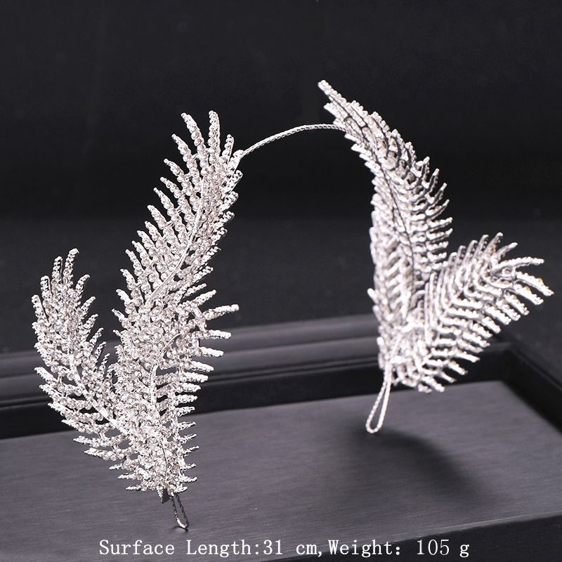 Rhinestone Feather Tiara Hairband Bridal Head Jewelry Wedding Bride Tiaras Crown Wedding Hair Accessorie Headpieces Y200807