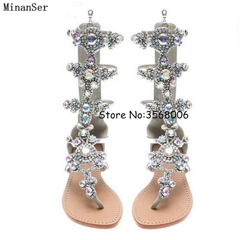 Handmade Rhinestone Lady Knee High Boots Summer Gladiator Designed Crystal Flats Sandal Boots Shoes Open Toe Shoes Plus Size 13, As pictures
Handmade Rhinestone Lady Knee High Boots Summer Gladiator Designed Crystal Flats Sandal Boots Shoes Open Toe Shoes Plus Size 13, As pictures