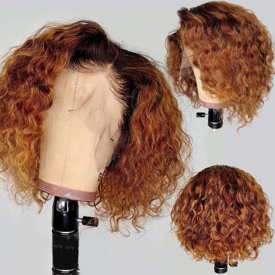Ombre 1B/27 Colored Short Curly Bob Wig Lace Front Human Hair Wigs With Natural Hairline 13*4 Plucked Remy Brazilian Lace Wigs, Ombre color
Ombre 1B/27 Colored Short Curly Bob Wig Lace Front Human Hair Wigs With Natural Hairline 13*4 Plucked Remy Brazilian Lace Wigs, Ombre color