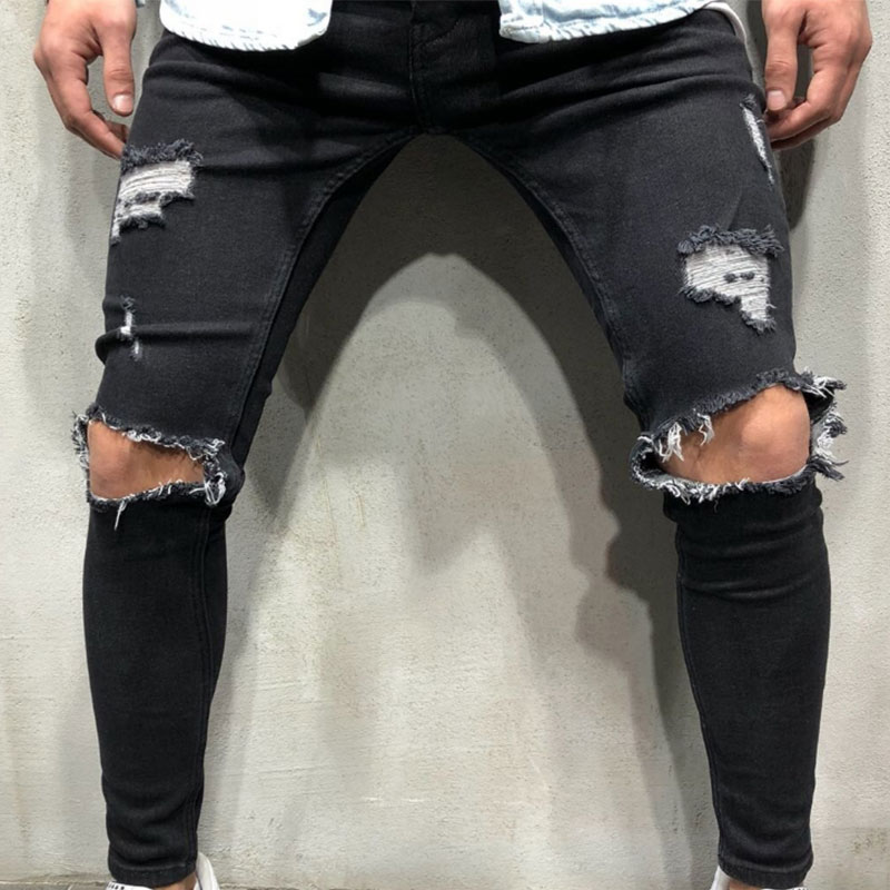 Men Fashion Slim Fit Hole Long Jeans Male Moto Biker Frayed Pencil Pants Boys Cotton Ripped Lightweight Trousers 51436, Black
Men Fashion Slim Fit Hole Long Jeans Male Moto Biker Frayed Pencil Pants Boys Cotton Ripped Lightweight Trousers 51436, Black